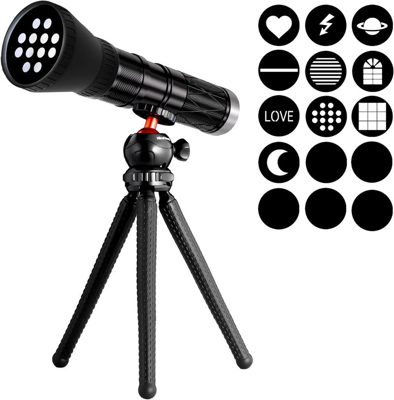 NiceVeedi 4-Color Handheld Photography Lighting Kit with 15 GOBO Filters & Tripod, 6000mAh Rechargeable Photography Flashlight with Diffusion, Zoomable Lighting for Video Recording/Sunset - Image 1